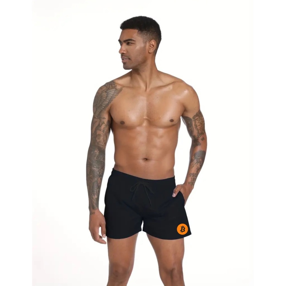 BNWT Men's Isabelle LaRue Black Bitcoin Swim Shorts